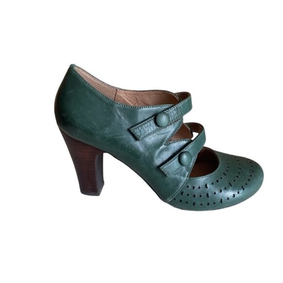Miz Mooz Shoes - Miz Mooz Women's 8 Judy Dress Pump Green Mary Jane Hook Loop Leather Upper FLAW